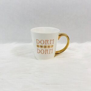 Dorm Sweet Dorm Coffee Mug Gold Accents College Student Back To School